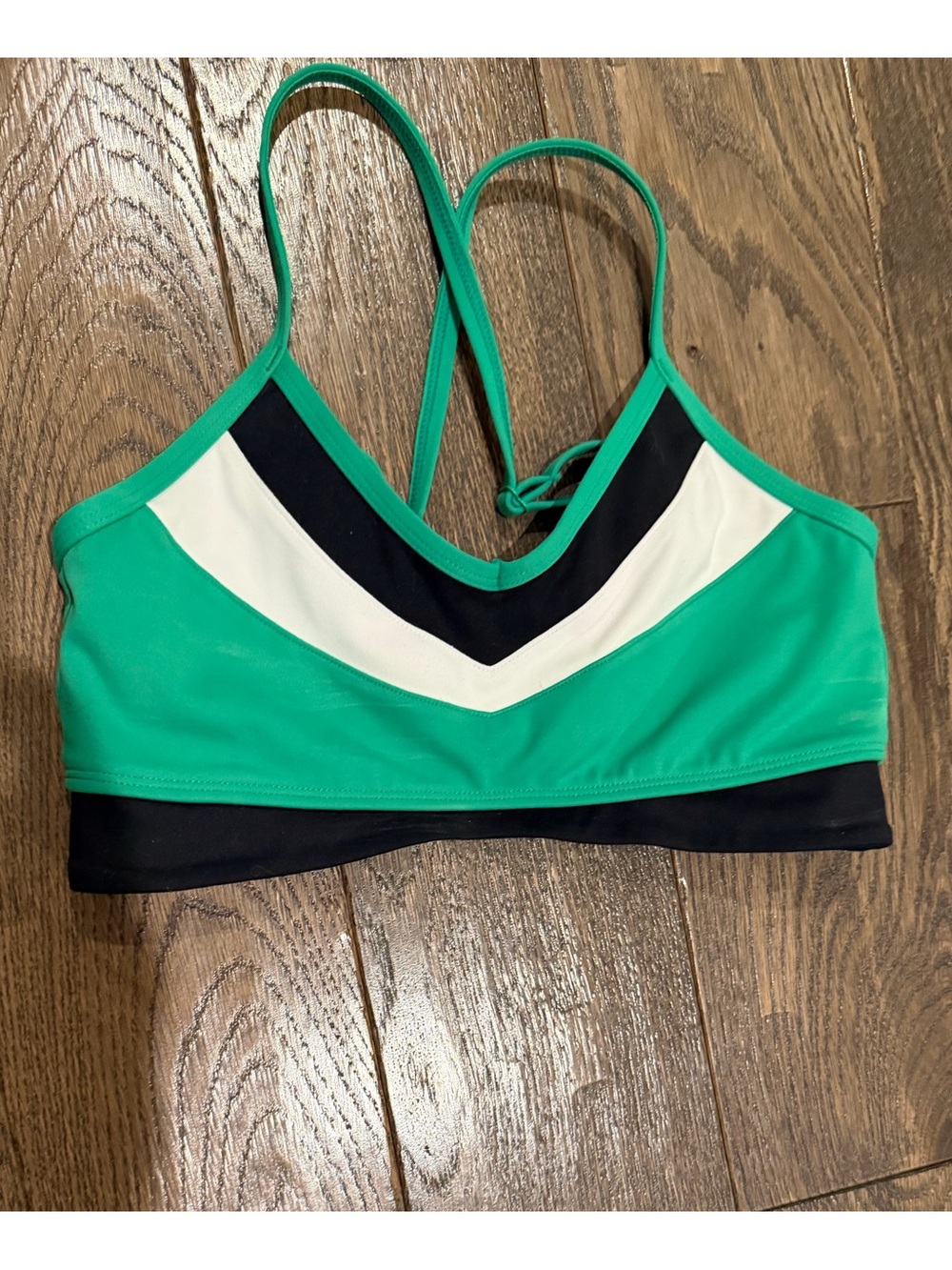 Jo & Jax Women’s Green White and Black Strappy Women's Dance sports bra